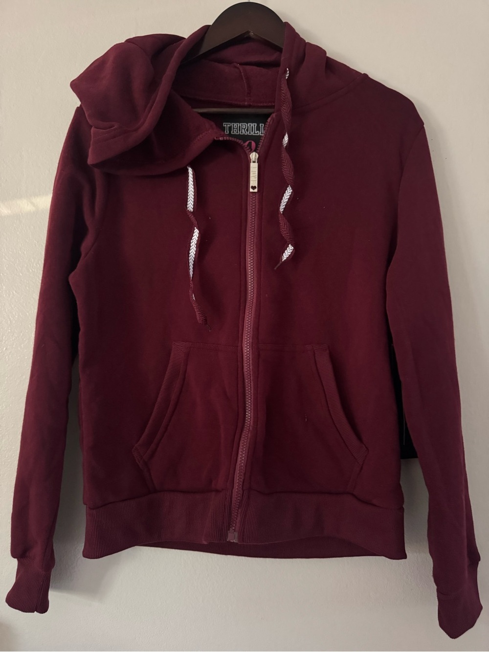 Thrill Maroon Full-Zip Hoodie Jacket